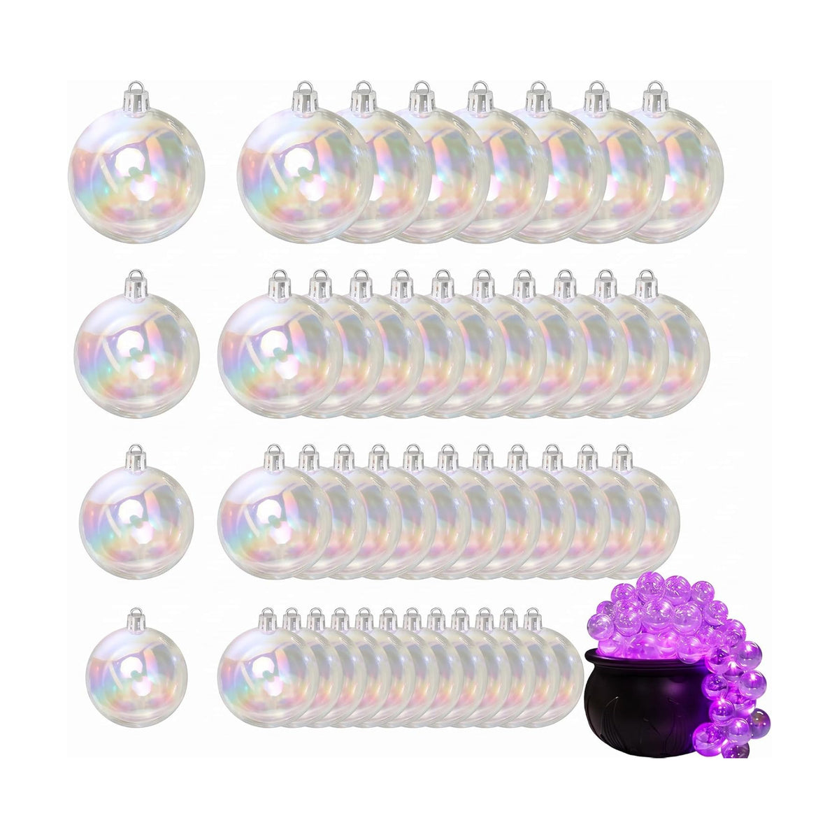 50pcs Iridescent Ornaments Balls for DIY Halloween Bubble Cauldrons