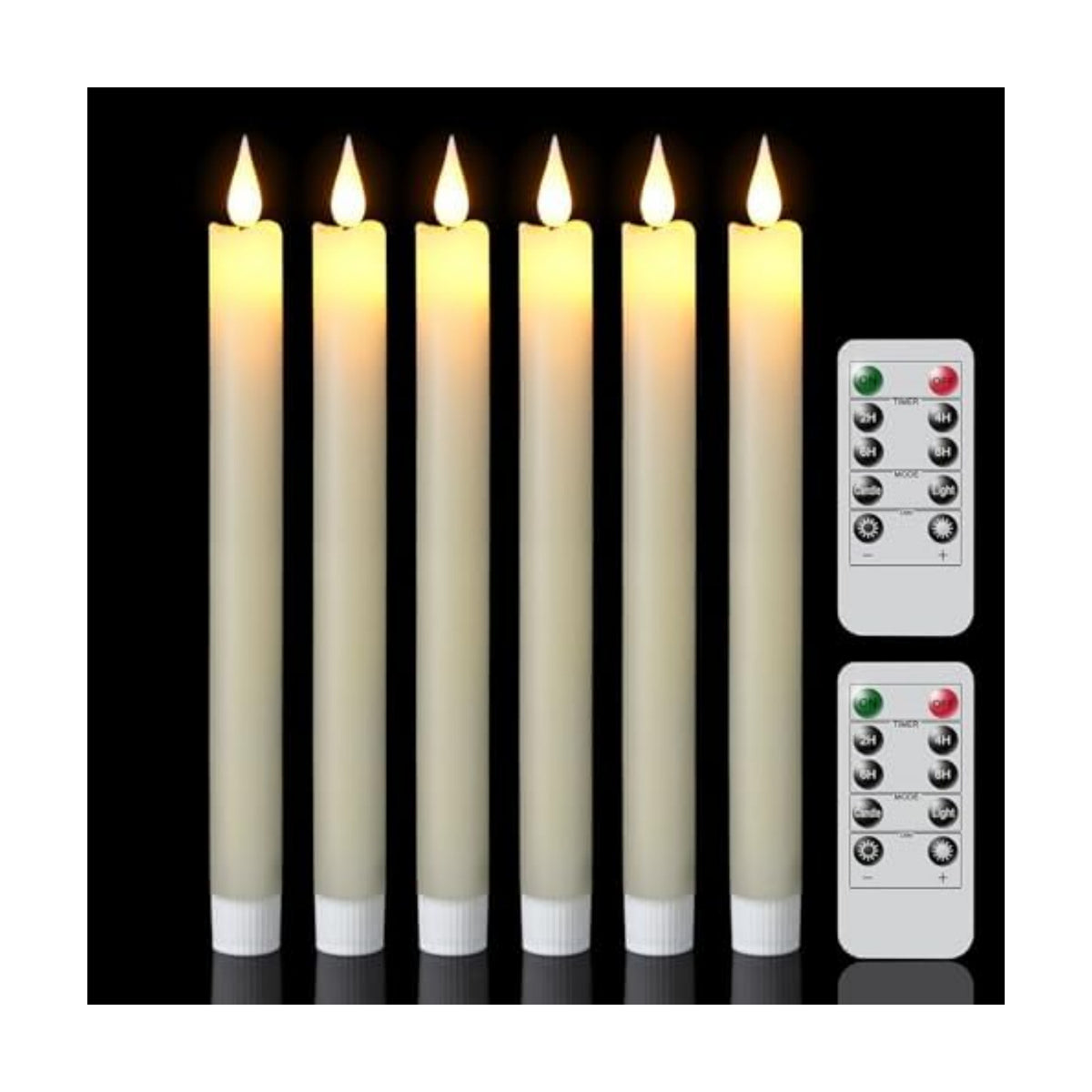 GenSwin Flameless Taper Candles with 2 Remote, Set of 6 Real Wax Taper Candles Battery Operated, LED Flameless Battery Candlesticks for Halloween Home Holiday Decor