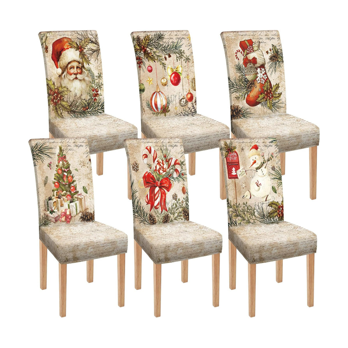 Moukeren 6 Pcs Christmas Chair Covers Vintage Dining Chair Slipcovers