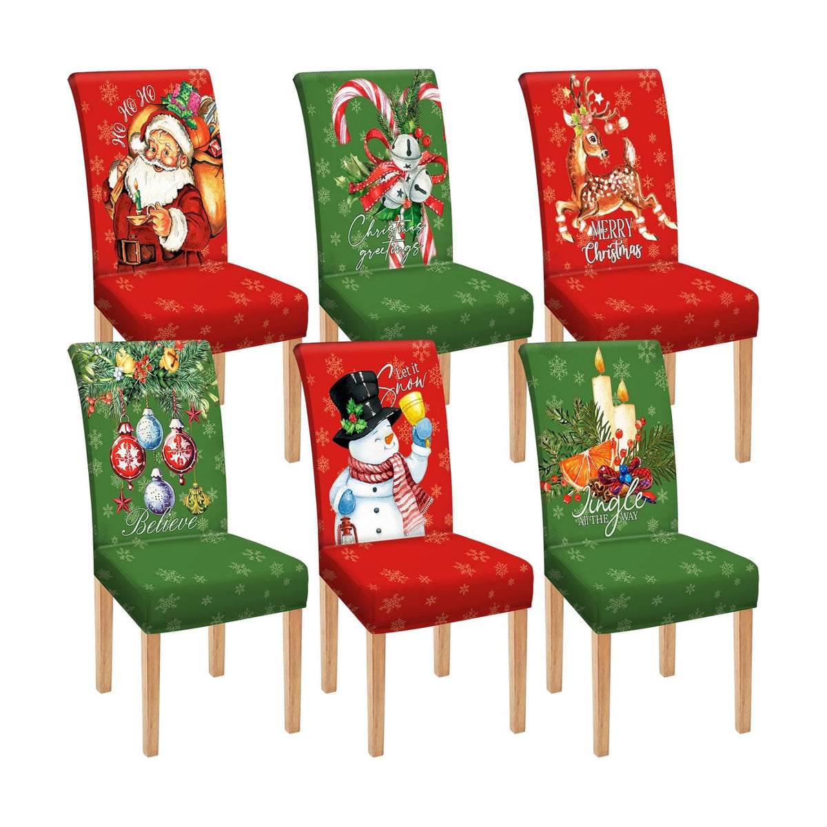 Moukeren 6 Pcs Christmas Chair Covers Dining Chair Slipcovers