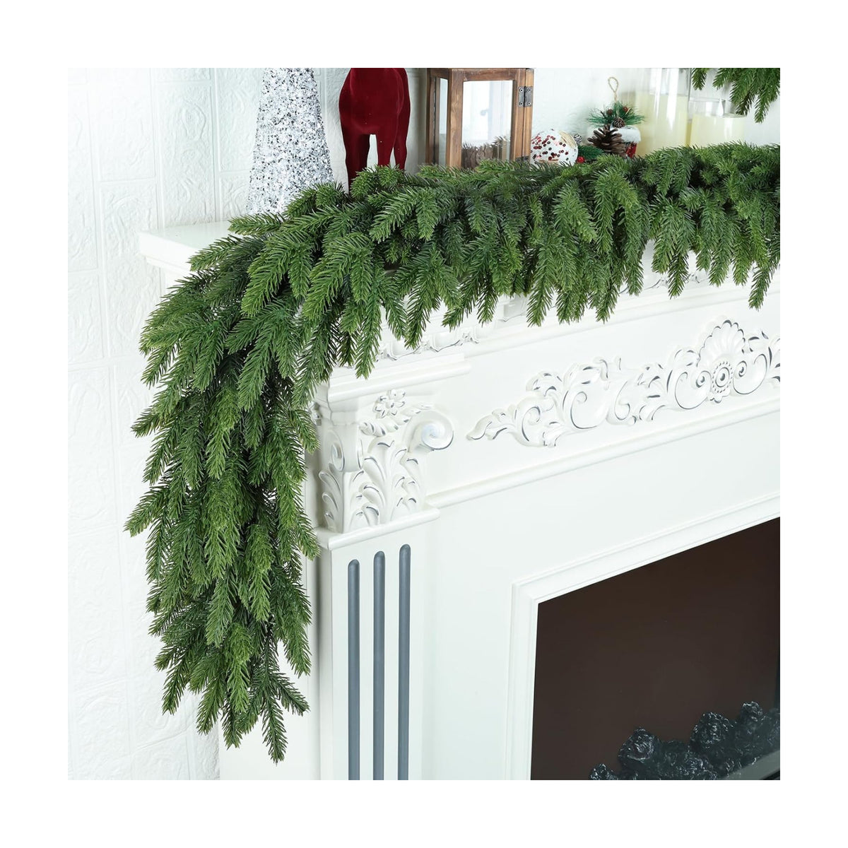 6Ft Christmas Garland Realistic Fuller,Natural Droopy,Lifelike Xmas Green Pine Cedar Mantle Garland for Table Mantle