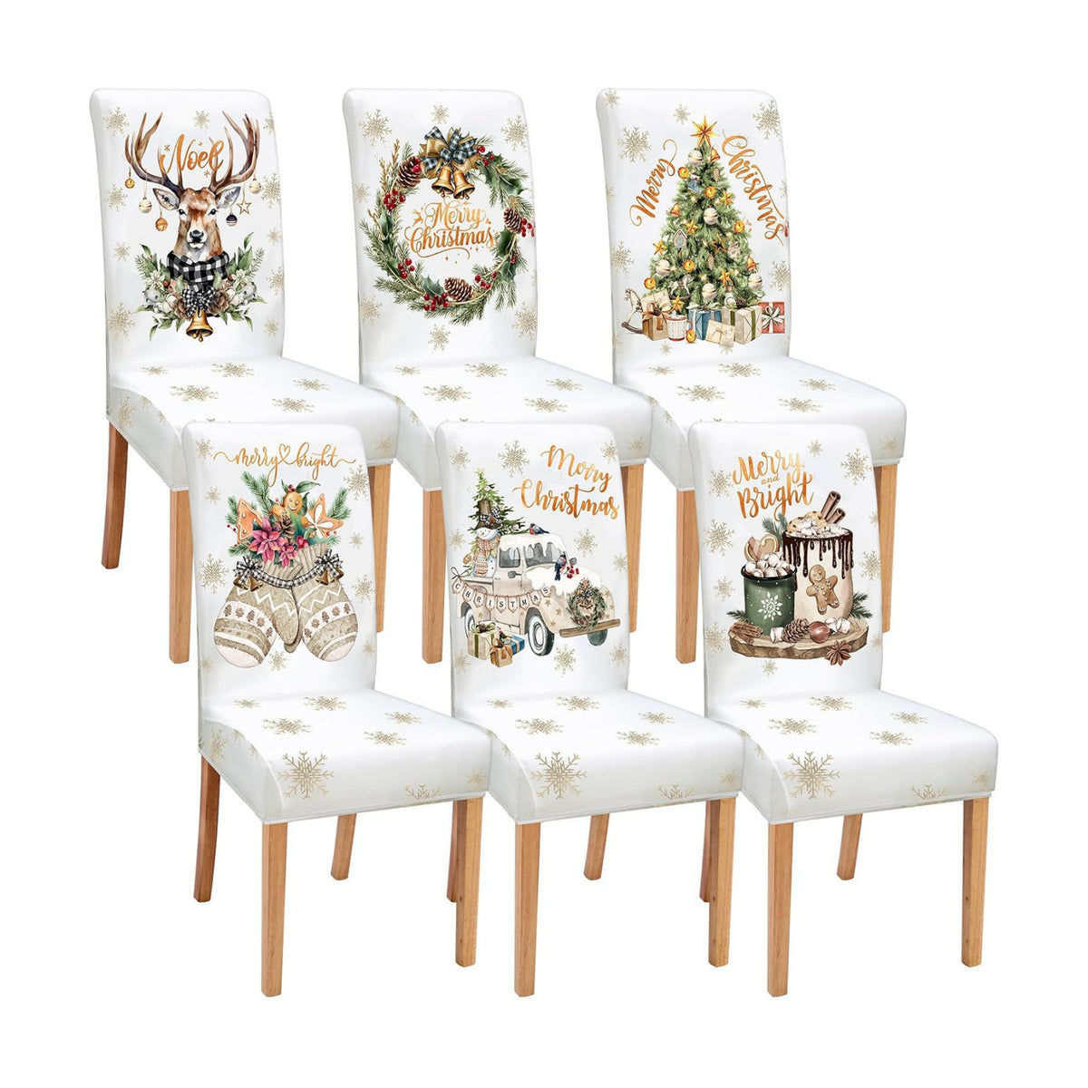 Moukeren 6 Pcs Christmas Dining Room Chair Covers