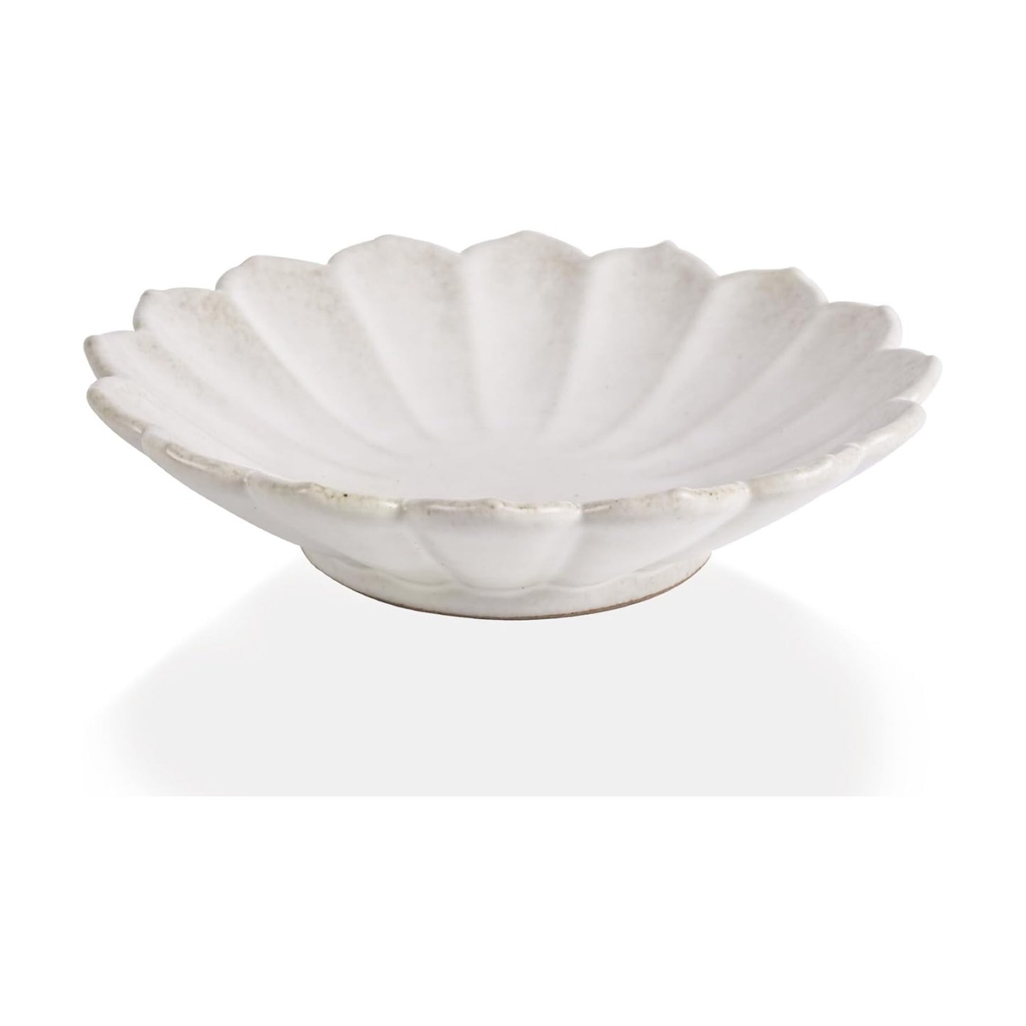 7.9" White Ceramic Flower Shaped Decorative Bowl / Ivory