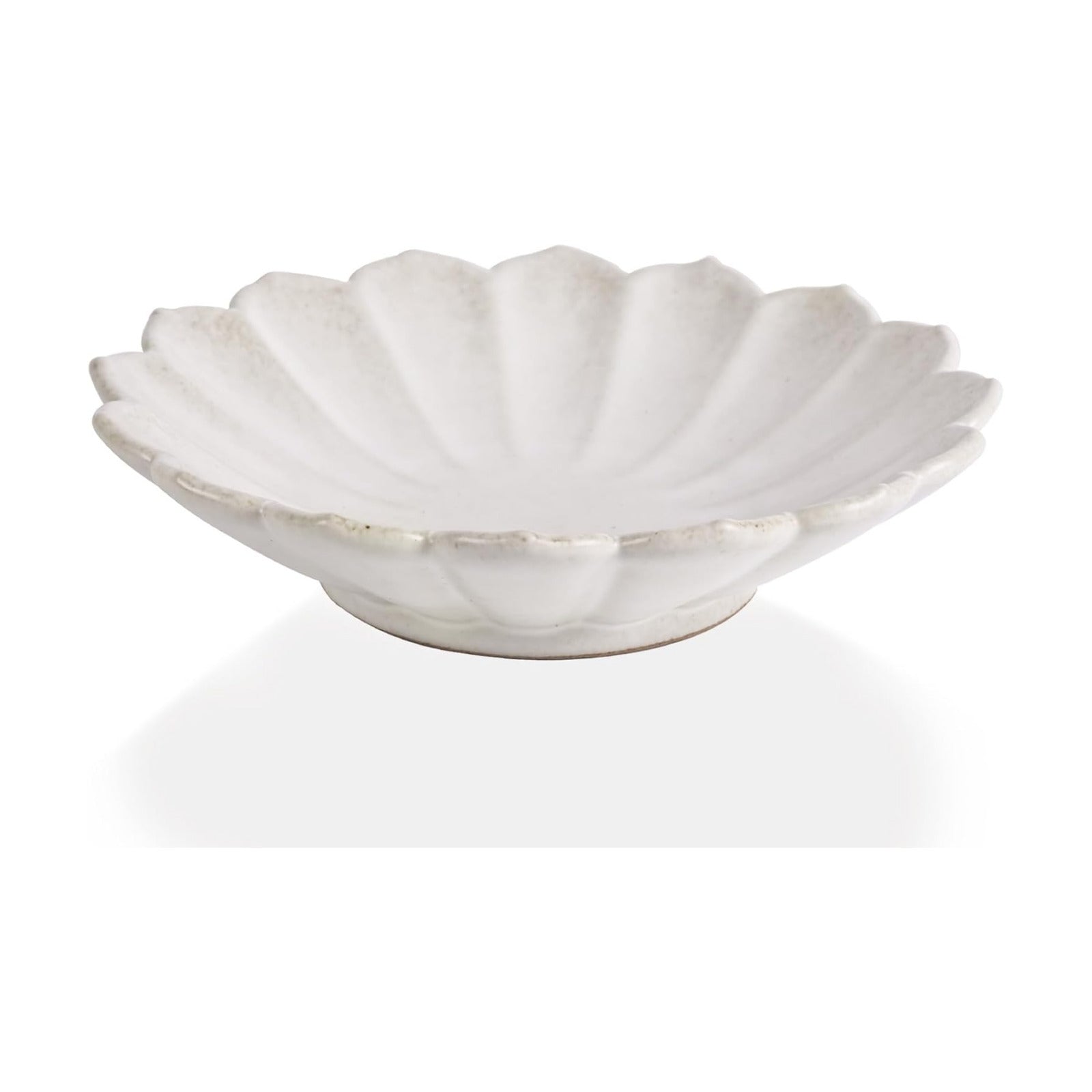 7.9" White Ceramic Flower Shaped Decorative Bowl / Ivory
