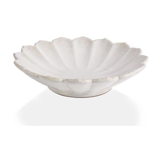 7.9" White Ceramic Flower Shaped Decorative Bowl / Ivory