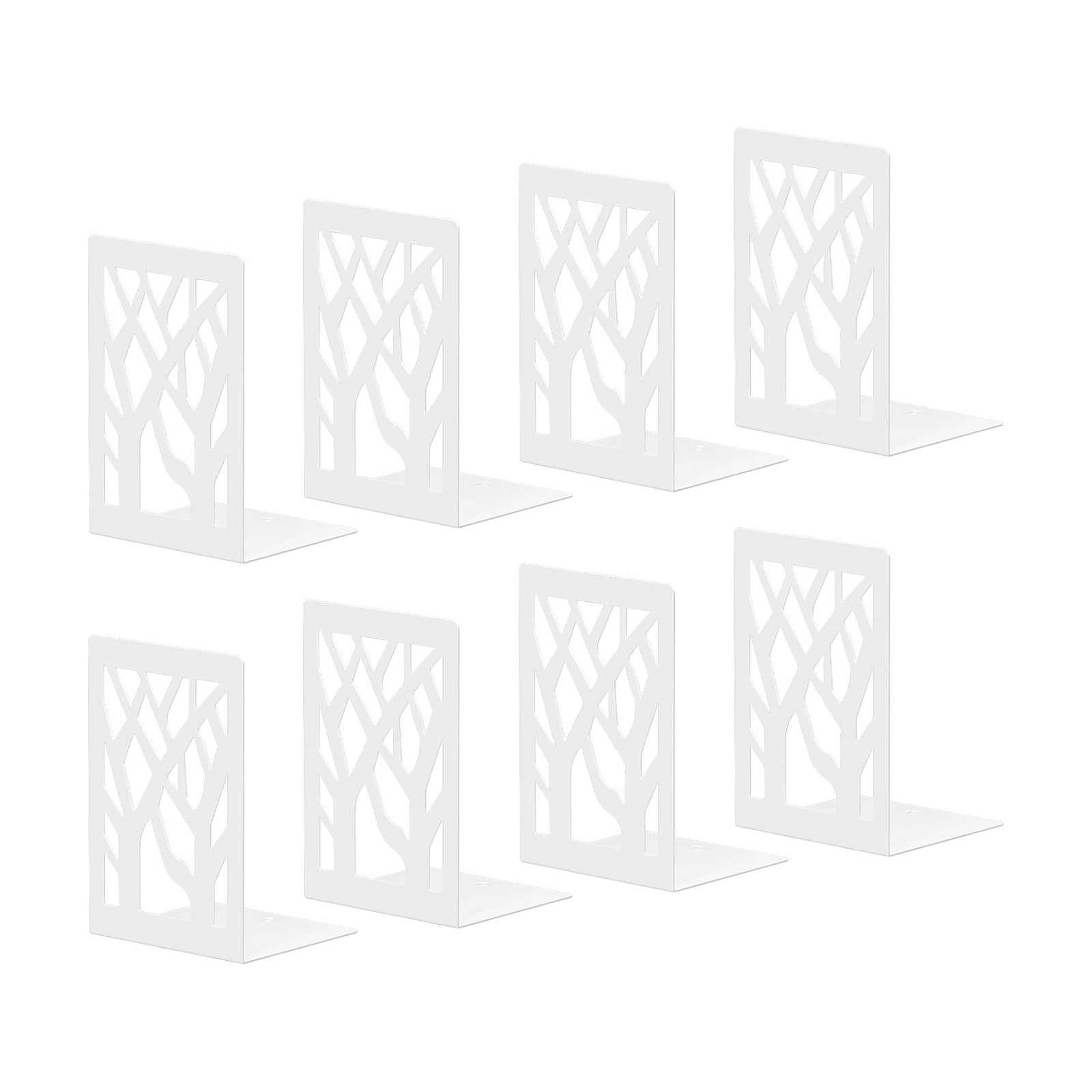 Tree Design Modern Metal Bookends / White / Set of 8