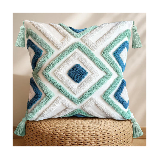 Throw Pillow Covers / Green Blue Rhomb / 18 x 18