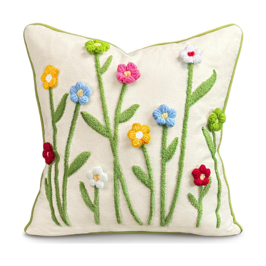 Throw Pillow Covers / Colorful Floral / 18 x 18