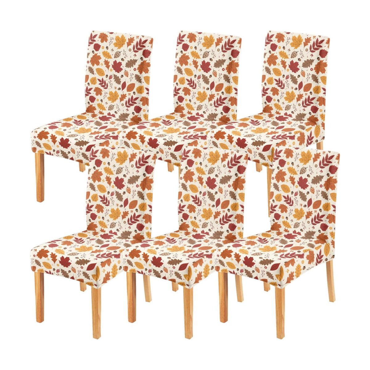 Fall Chair Covers Set of 6,Thanksgiving Parsons Chair slipcovers,Fall Leaves Kitchen Dining Room Decor Chair Seat Cover Protectors(Fall Leaf,6 Pack)