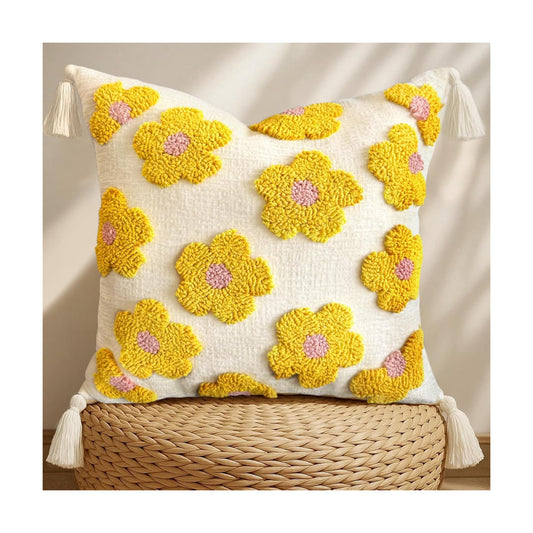 Throw Pillow Covers / Yellow Flower / 18 x 18