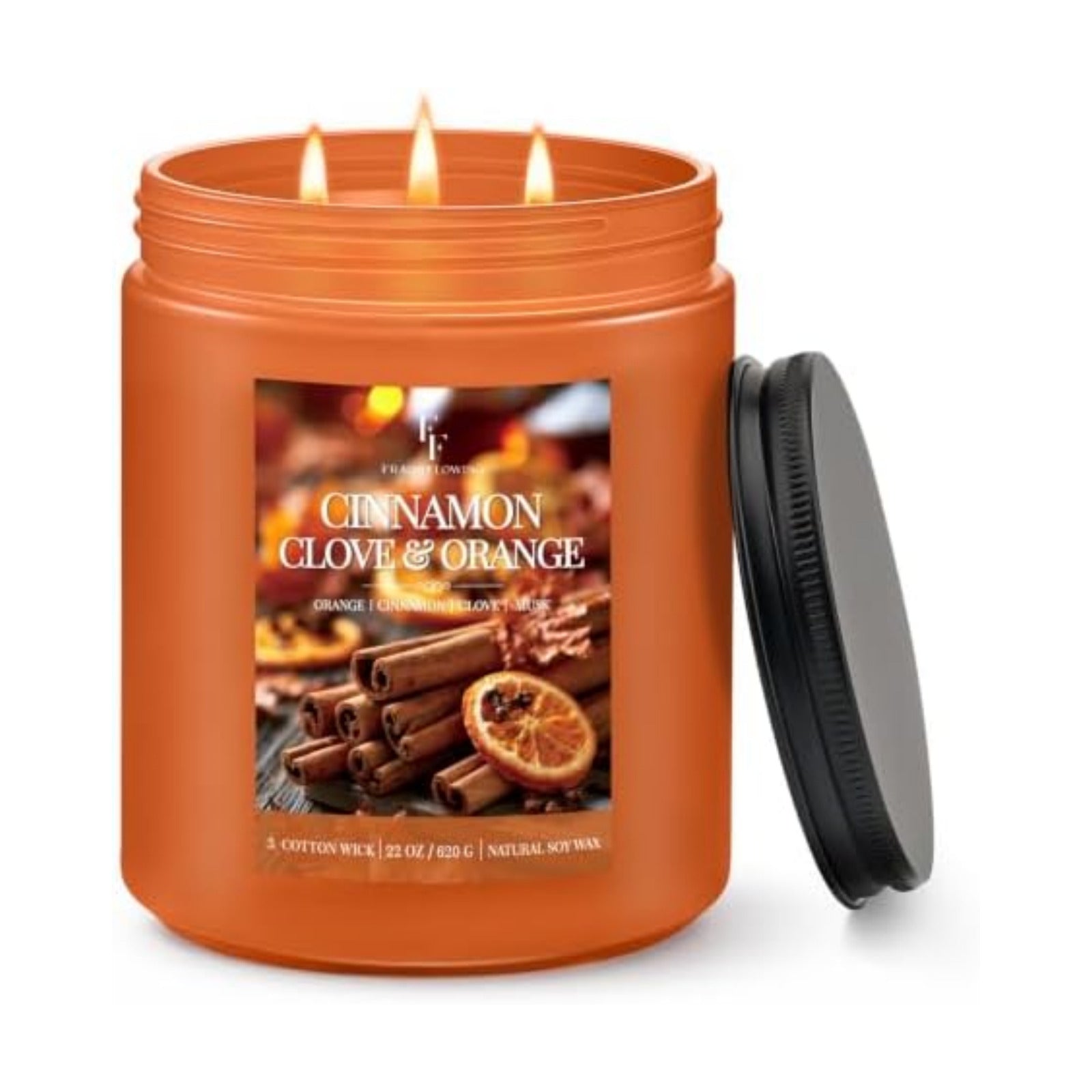 FF FRAGRFLOWING Large Fall Candle for Home Scented, Soy Wax, 22 oz