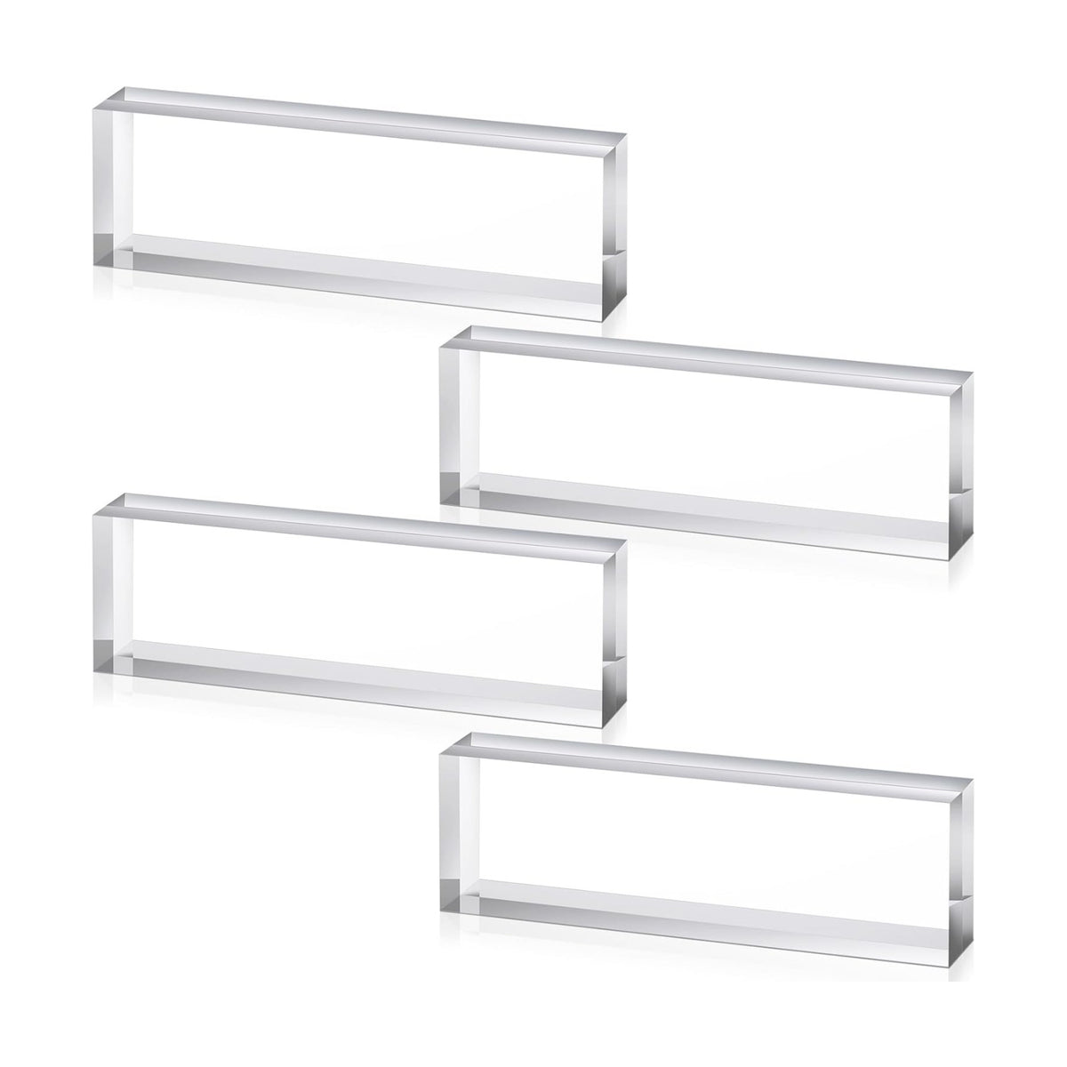 Yousoontic 4 Pcs Clear Acrylic Blocks for Display Blank Name Plate Block Cube Display Stand for Wedding Props