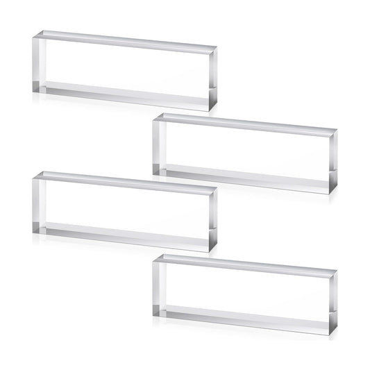 Yousoontic 4 Pcs Clear Acrylic Blocks for Display Blank Name Plate Block Cube Display Stand for Wedding Props