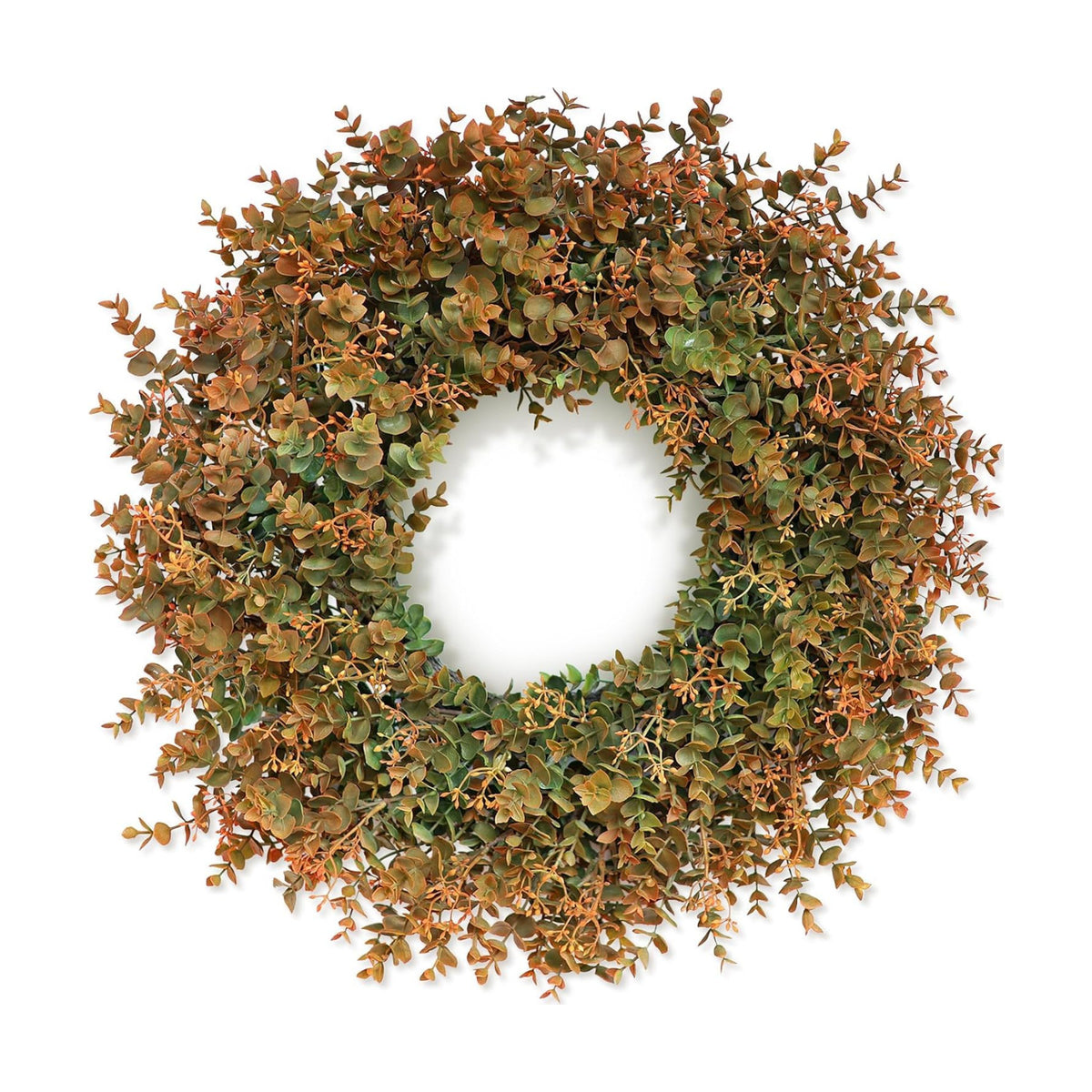 26"Artificial Eucalyptus Wreath with Seed for Front Door Decor(Fall Orange)