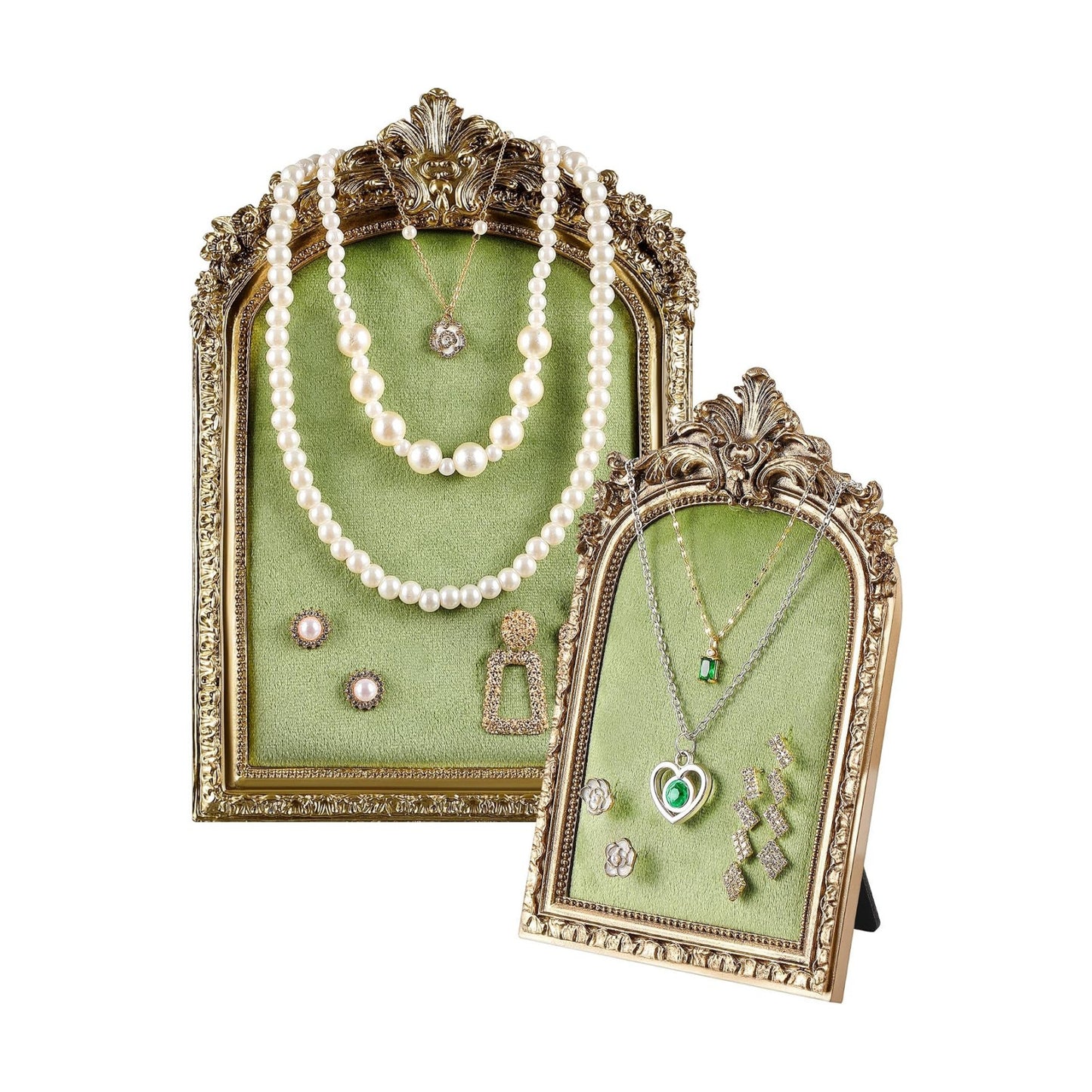 Gold Jewelry Display Stand Vintage Jewelry Frame 10 / Green / Large,small / Elegant / Set of 2