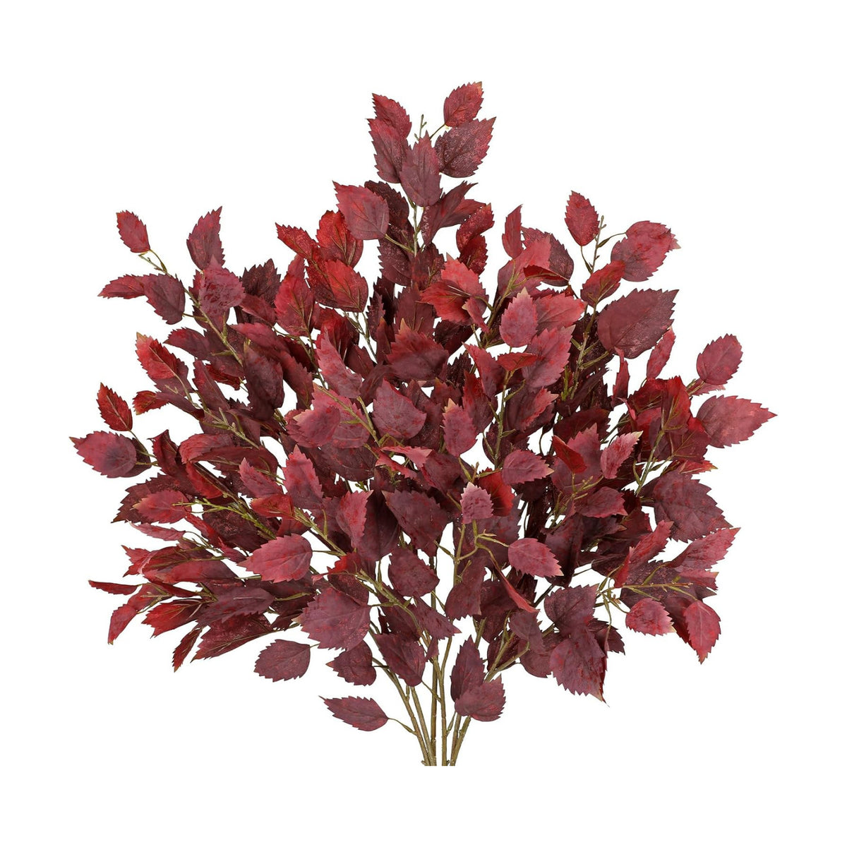 Artificial Fall Birch Leaves Stem - 6 Pcs Faux Autumn Greenery Long Stems 33.4" Tall Fake Plants with Branches Decorations for Thanksgiving Wedding Centerpieces Home Table Decor Floral Arrangements