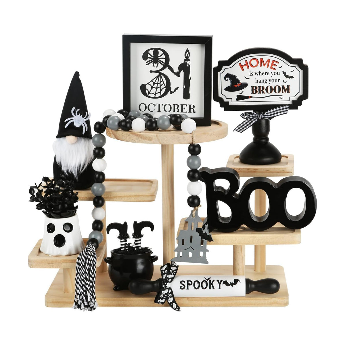 Halloween Decorations for Home Office 8PCS Farmhouse Tiered Tray Decor