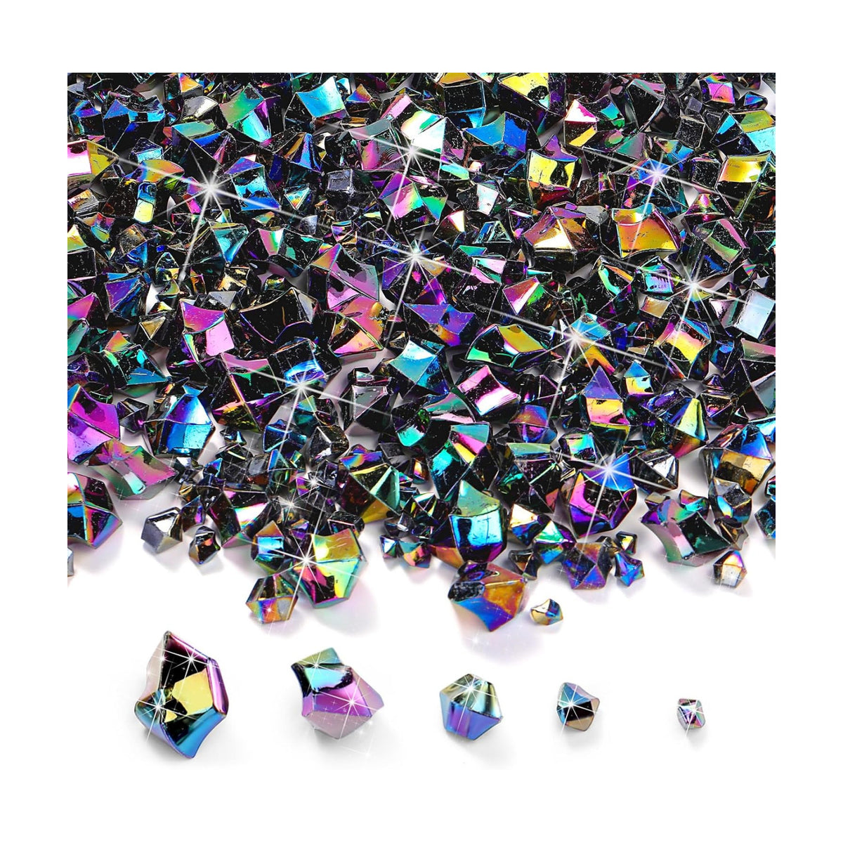 Syhood 570 Pcs Iridescent Black Acrylic Gems Halloween Plastic Crystals
