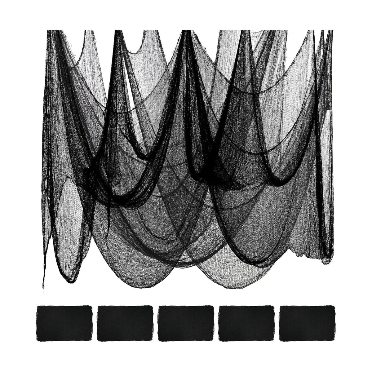 5Pcs Halloween Creepy Cloth 30×80inch, Scary Halloween Fabric Gauze, Black Creepy Cloth for Yard, Doorway, Haunted House Party