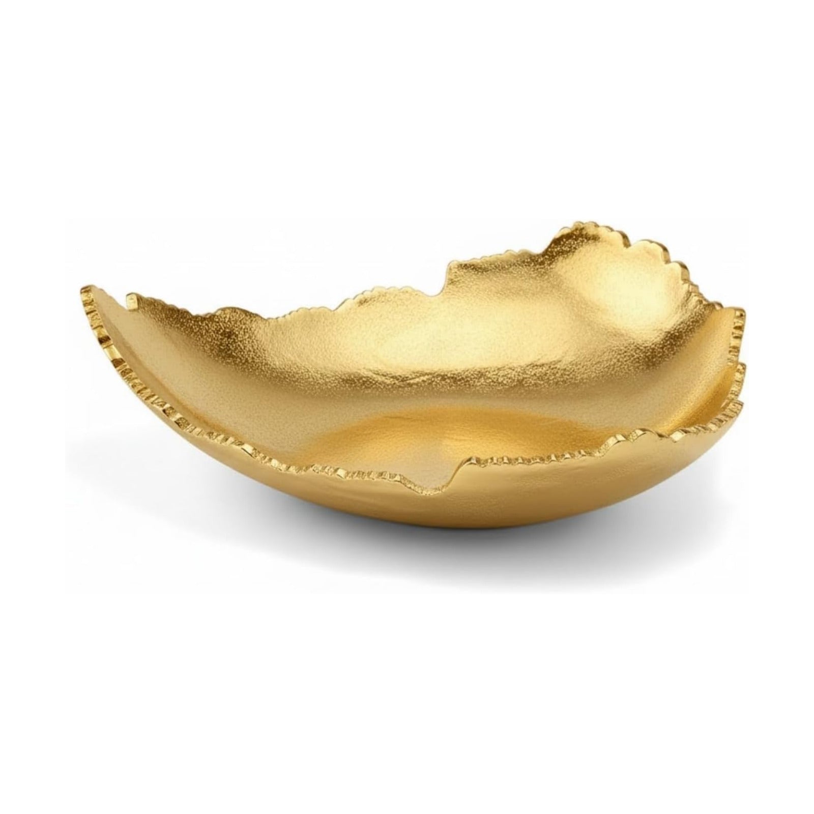 Decorative Antique Gold Hammered Torn Metal Centerpiece Bowl / Large Gold / 12 Inch