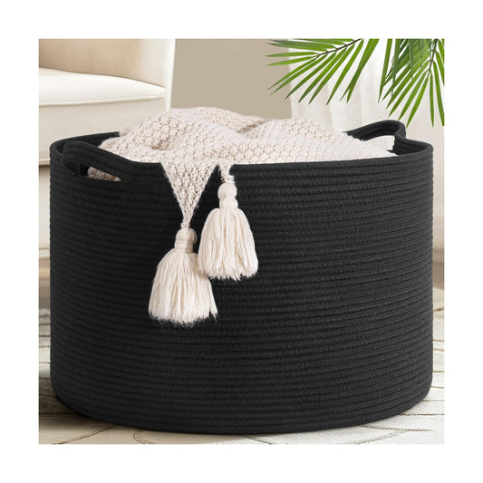 Woven Storage Baskets / Black / 19.7 x 19.7 x 12.6