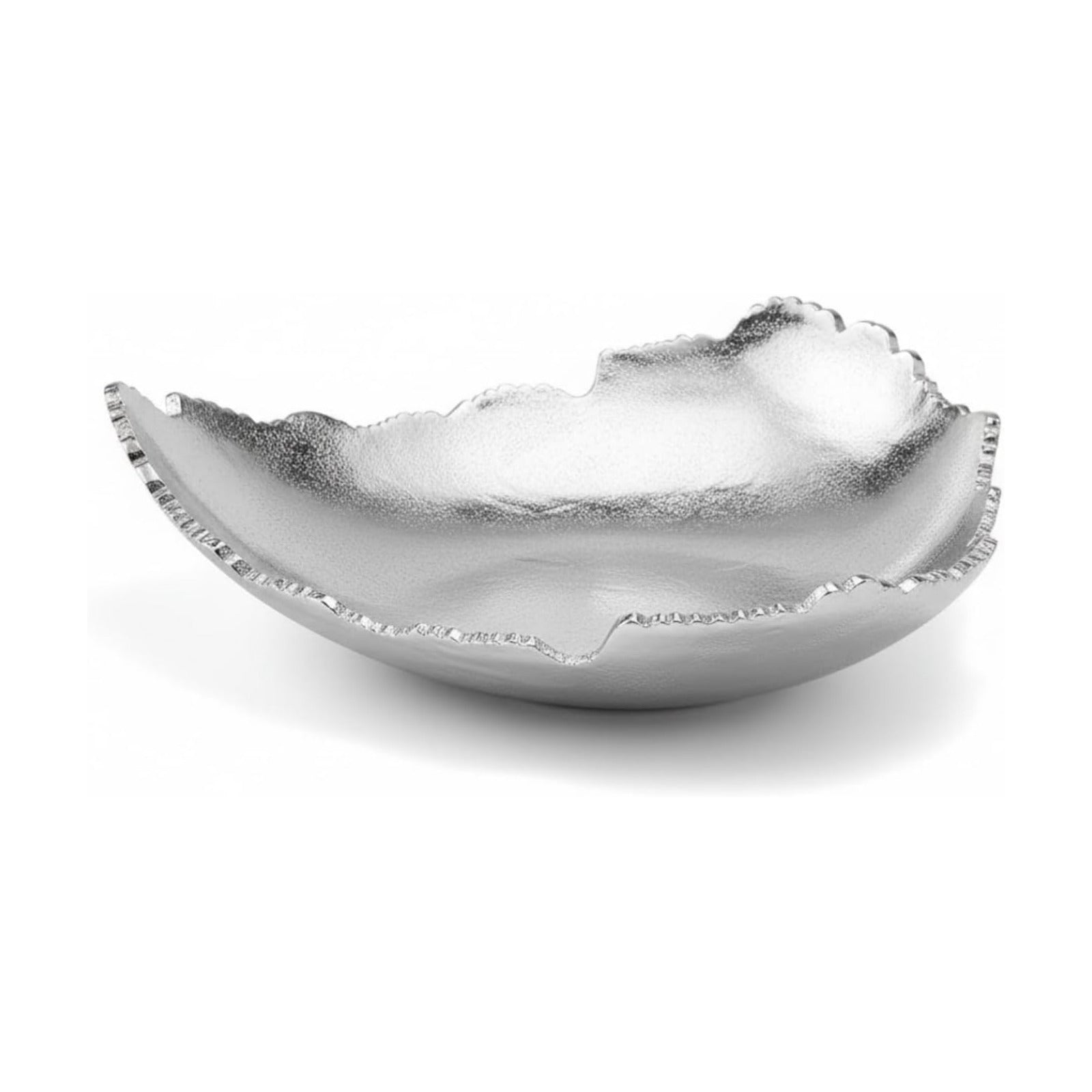 Decorative Antique Silver Hammered Torn Metal Centerpiece Bowl / Large Silver / 12 Inch