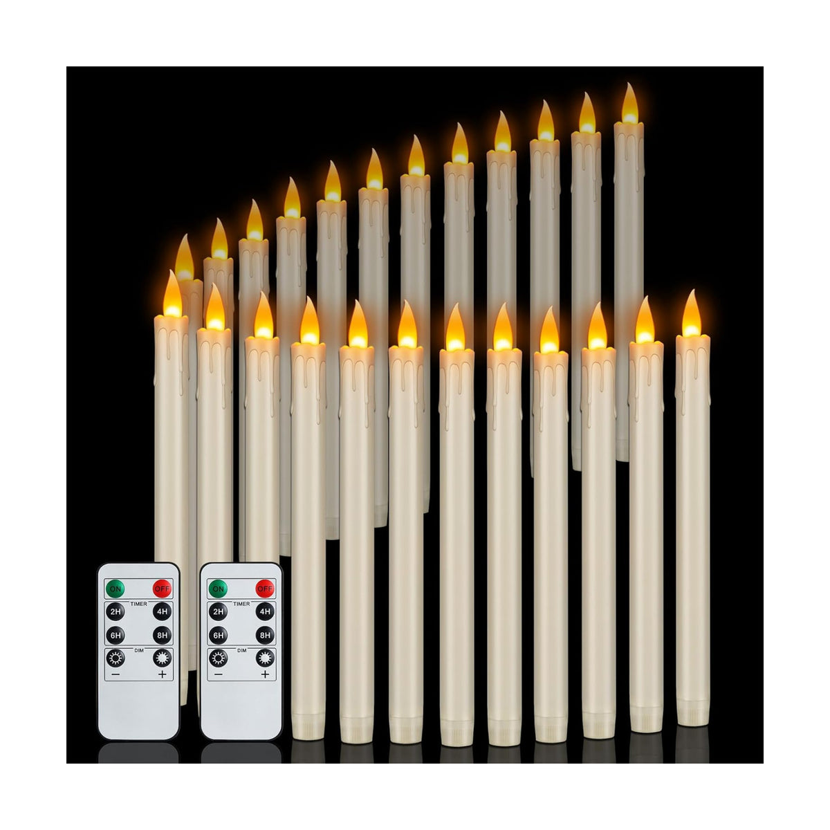wemarry Flameless Taper Candles 10" Dripless Battery Operated Taper Candles Included Remote Timer 400+ Hours by 2AA