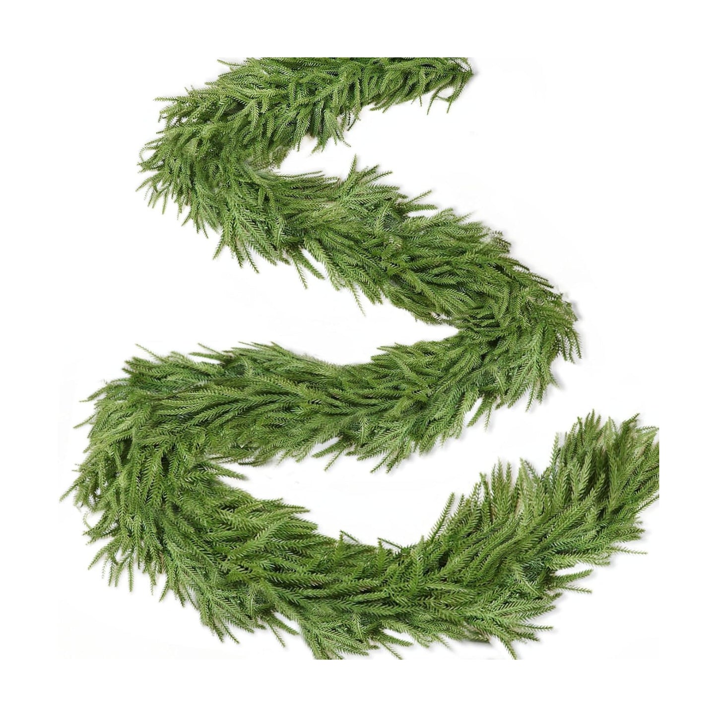 Thicker -9 Ft by 12 Inch Real Touch Christmas Norfolk Pine Garland Realistic, Artificial Christmas Garland with 180