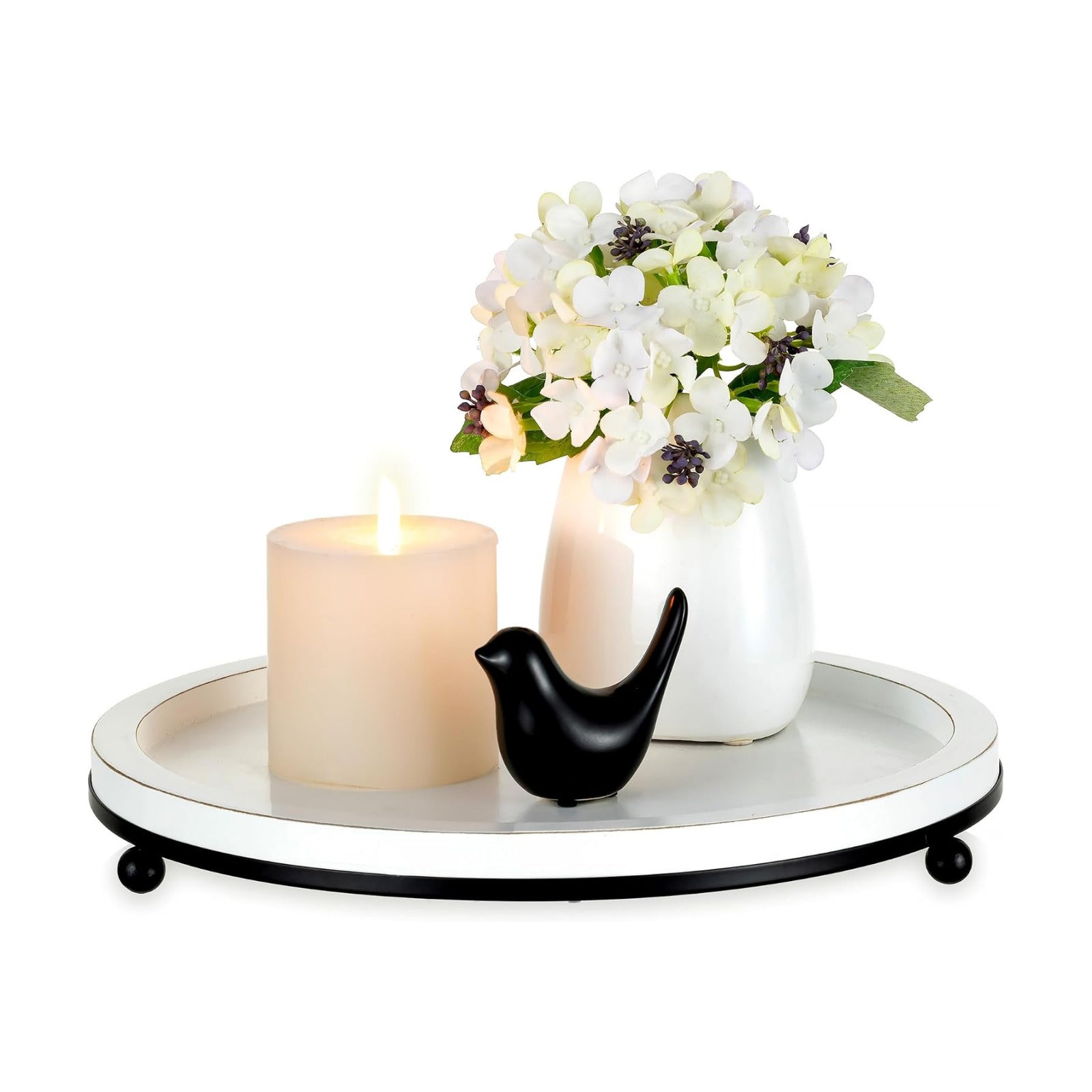 Decorative Tray / Round Ottoman Trays / White-2