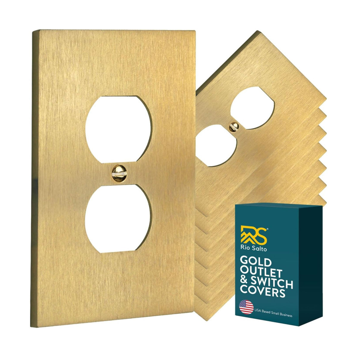 Rio Salto Outlet Covers Duplex Brushed Brass Gold Light Switch Cover Plate Electrical Outlet Cover Receptacle Wall