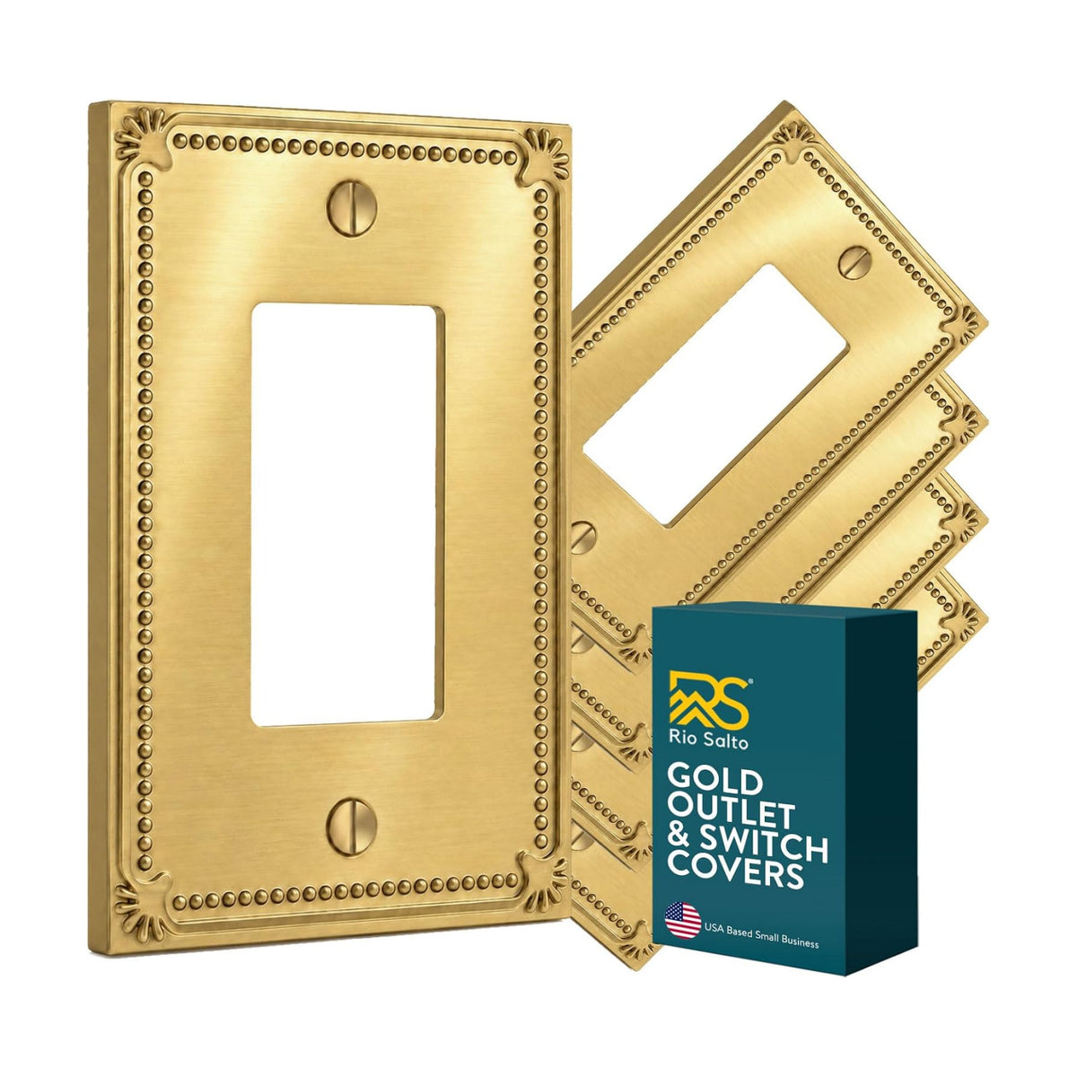 Rio Salto Rocker Light Switch Cover Plate Decorator Paddle GFCI Wall Plates Brushed Gold Metal 1 Gang Switch Plate