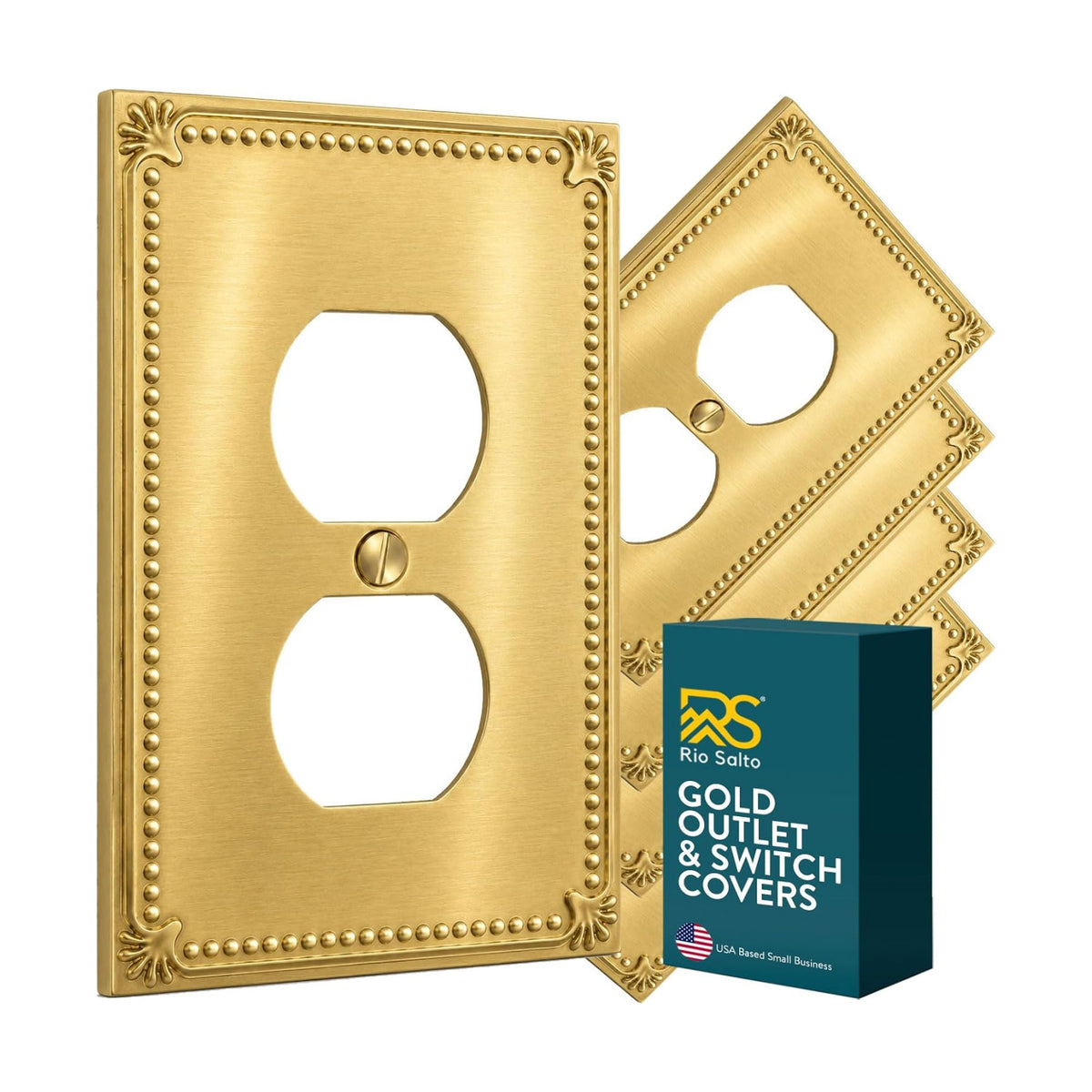 Rio Salto Gold Outlet Covers Wall Plate 5 Pack Duplex Electrical Outlet Cover Receptacle Wall Plate 1 Gang Midsize