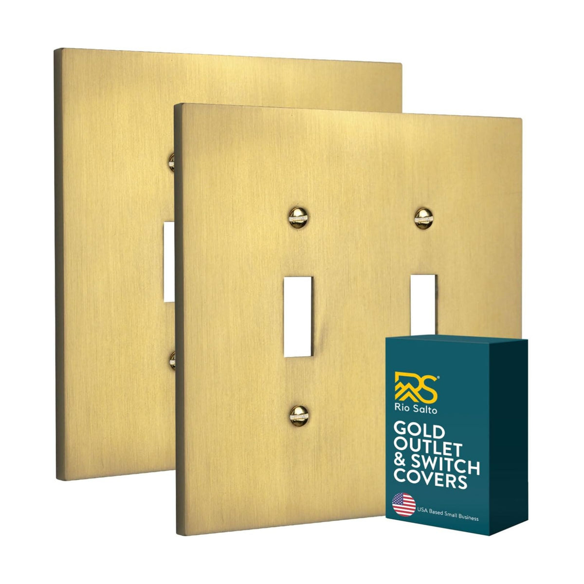 Rio Salto Gold Decorative 2 Light Switch Cover Plate Outlet Covers 2 Pack Double Toggle Switch Plate 2-Gang Flip Switch