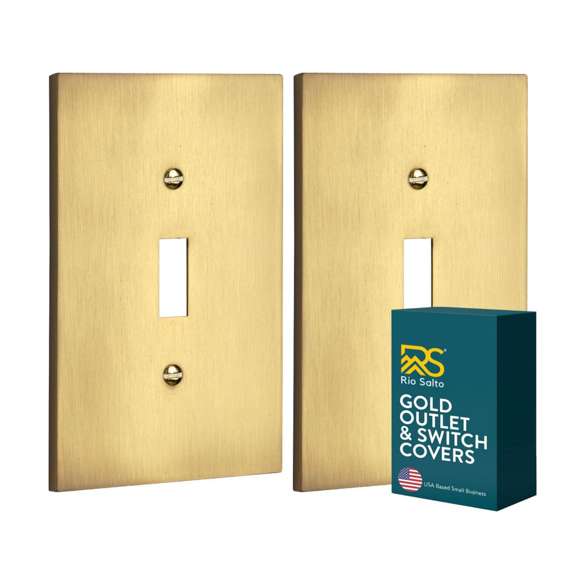 Rio Salto Toggle Light Switch Cover Plate Flip Switch Wall Plates Brushed Brass Gold Metal 1 Gang Switch Plate Cover