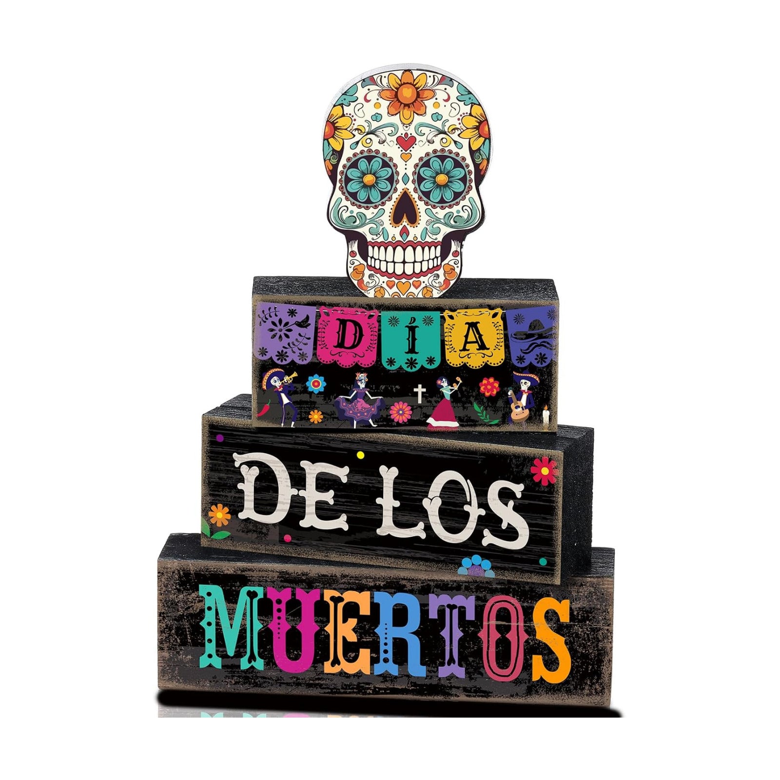 Lineshading 4 Pcs Day Of The Dead Table Decorations Sugar Skull Decor