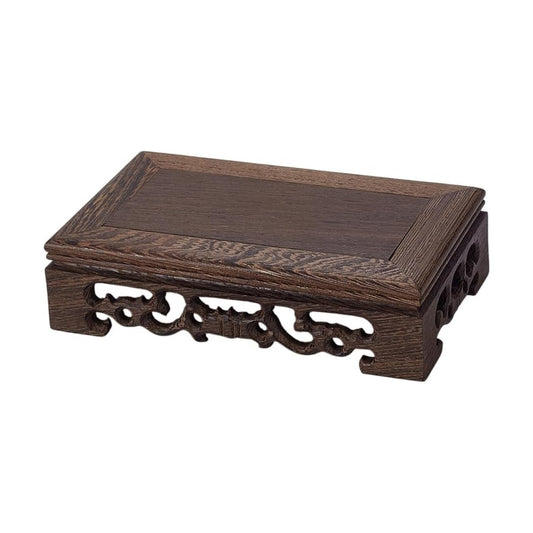 Wooden Display Stand Base Rectangle Vase Riser Oriental Style Pedestal / Rectangular / 3.5 x 5.9