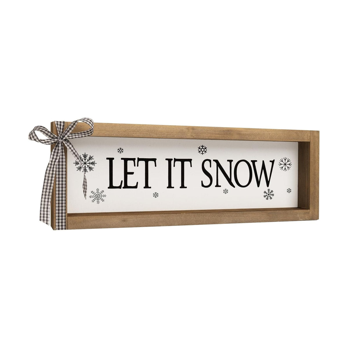 Let It Snow Sign, White Wooden Winter Holiday Centerpieces Snowflake Decor, Indoor Table Top Wall Shelf Desk Mantel Decorative Signage Wood Plaque Rustic Farmhouse Decorations for Home