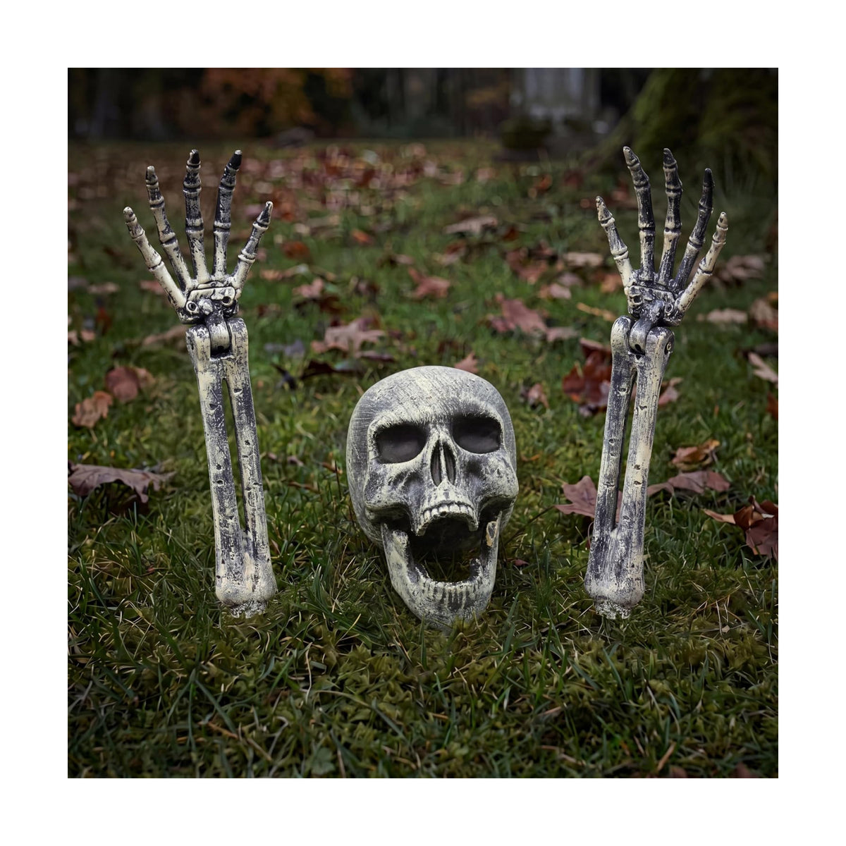 JOYIN 3 Pcs Halloween Skeleton Decorations Outdoor, Realistic Looking Skeleton Yard Stakes, Groundbreaker Skull Decor for Graveyard Yard Lawn Garden Party Supplies