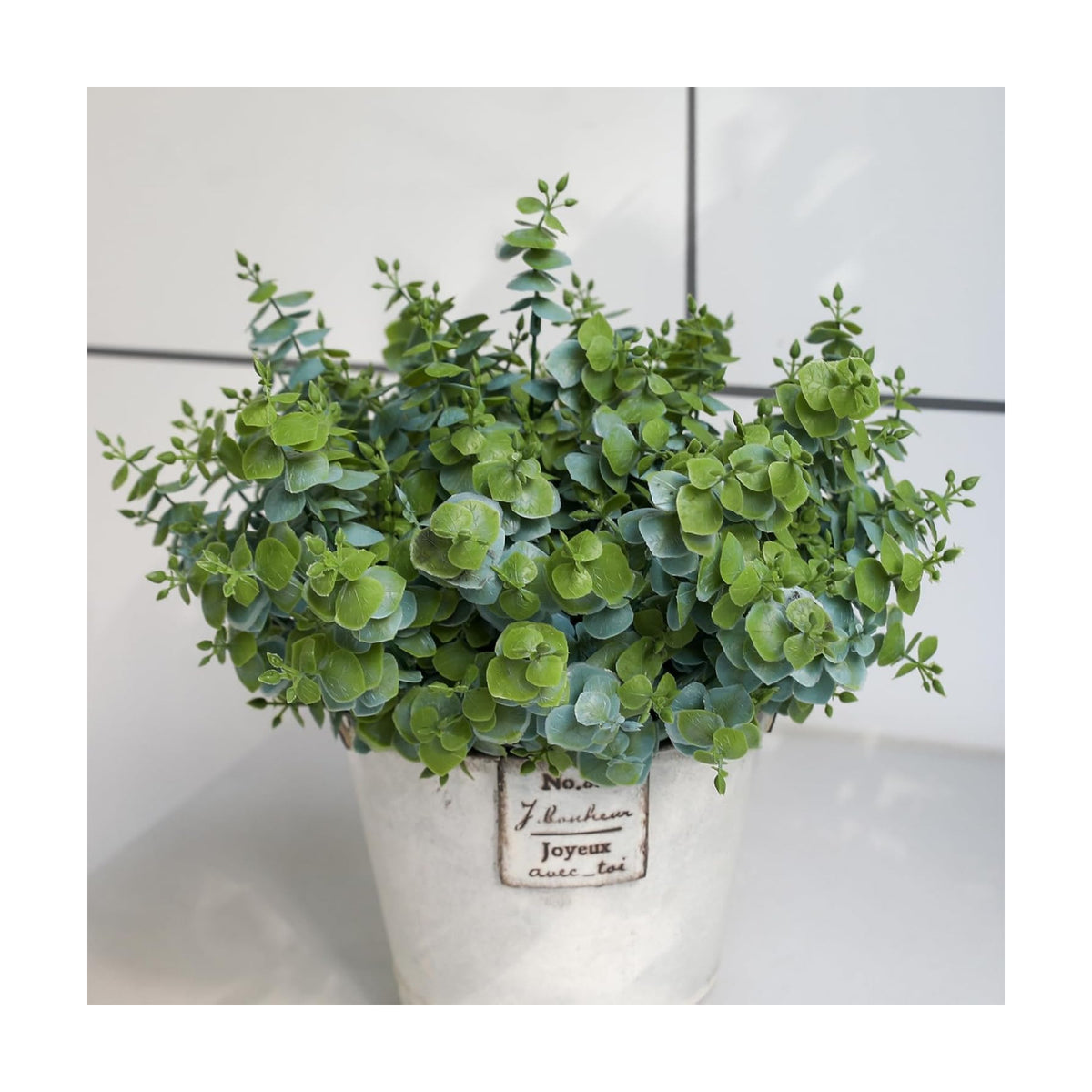 Artificial Fall Eucalyptus Plant – 8PCS Outdoor Fake Greenery, UV Resistant Fake Plants for Porch, Patio, Thanksgiving or Autumn Home Decor - Dusty Green Leaves
