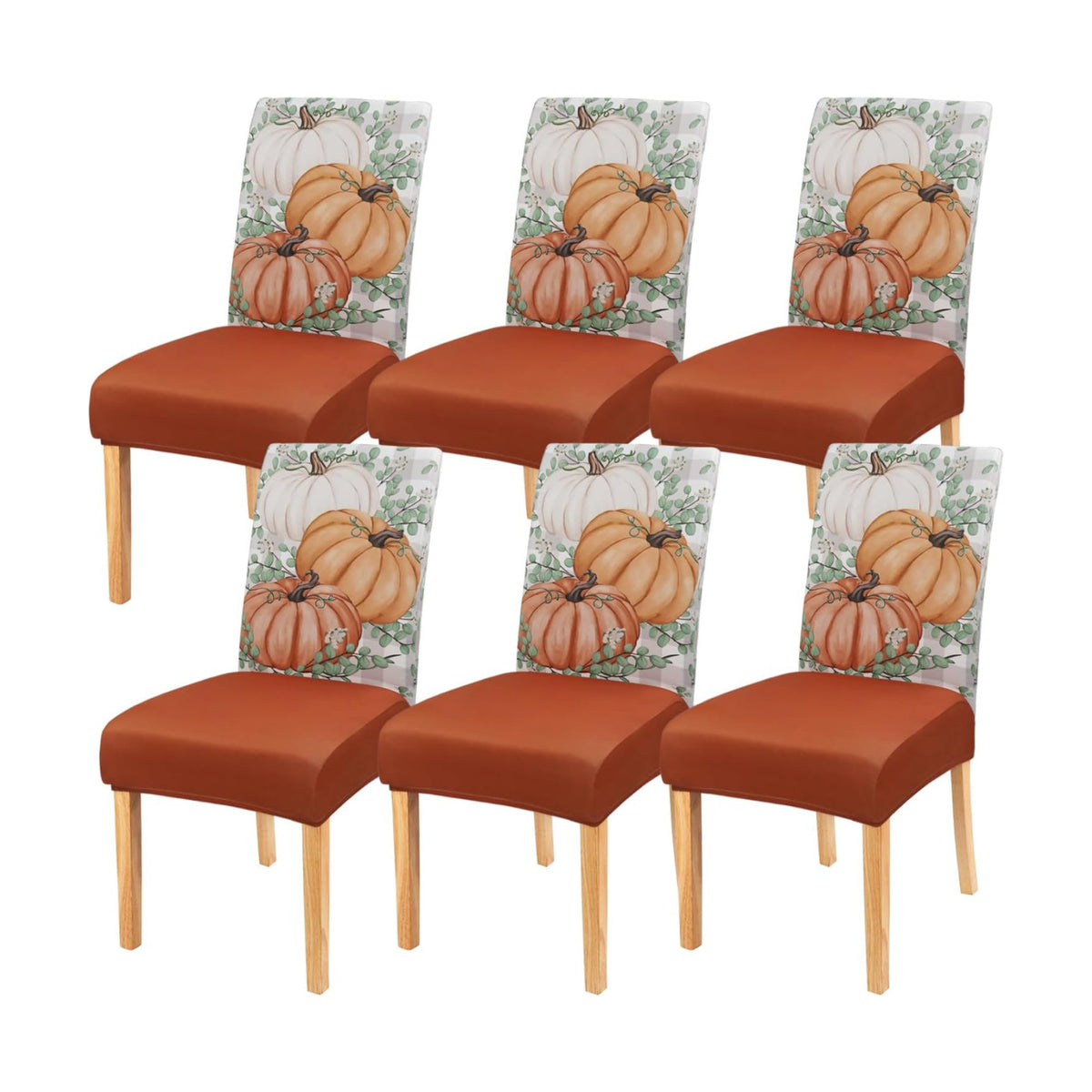 Fall Chair Covers Set of 6,Autumn Pumpkin Dining Slipcovers,Thanksgiving Parsons Chair slipcover Elastic Removable Washable Fall Decor for Home Orange