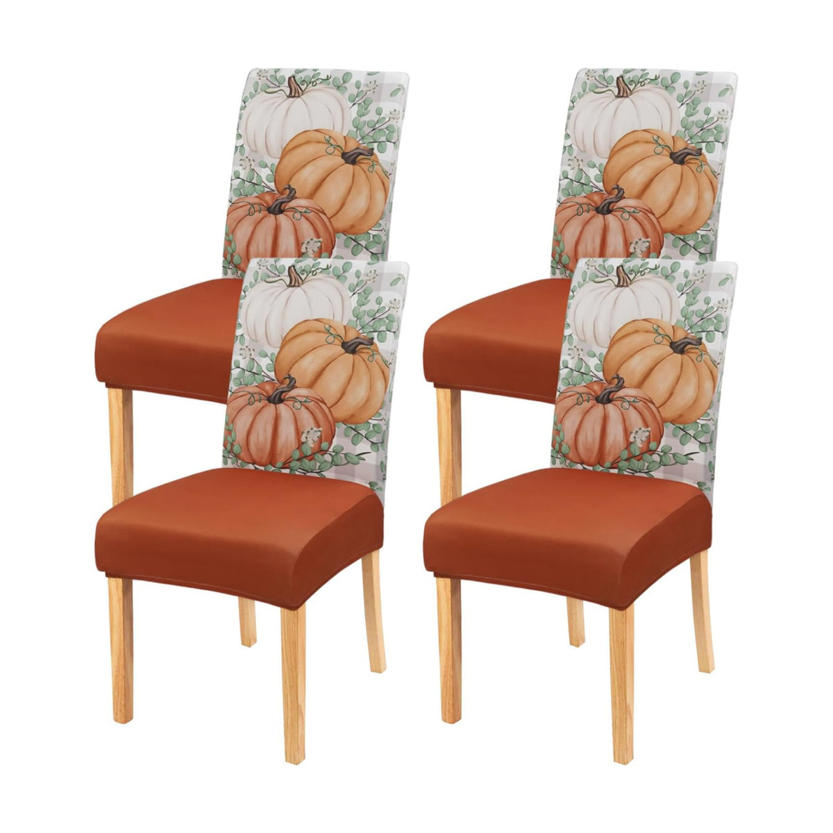 Fall Chair Covers Set of 4,Autumn Pumpkin Dining Slipcovers,Thanksgiving Parsons Chair slipcover Elastic Removable Washable Fall Decor for Home Orange