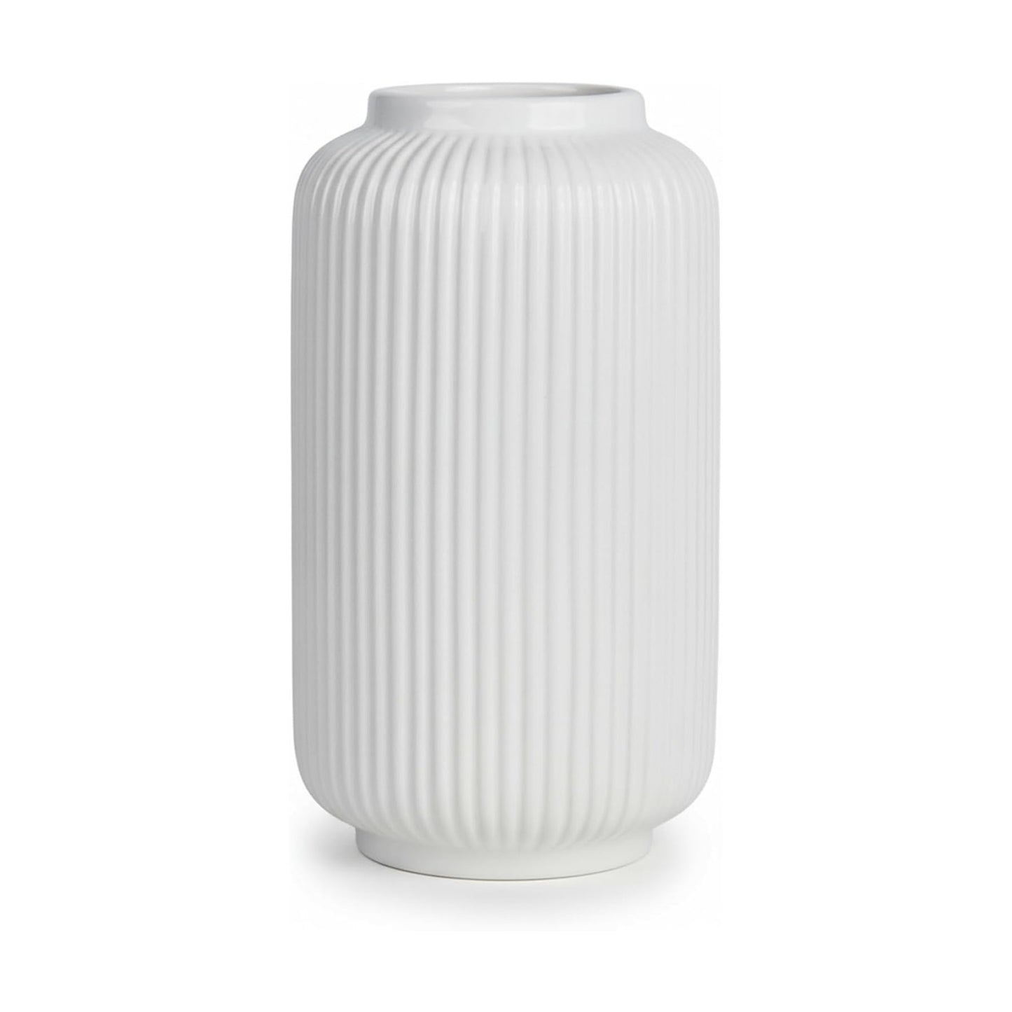 Ceramic Vase / Modern Wide Mouth Decorative Vase / White02 / White / 8 Inch