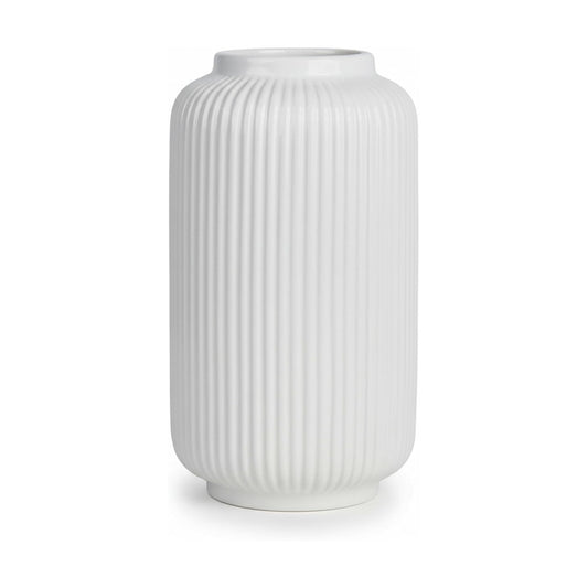 Ceramic Vase / Modern Wide Mouth Decorative Vase / White02 / White / 8 Inch