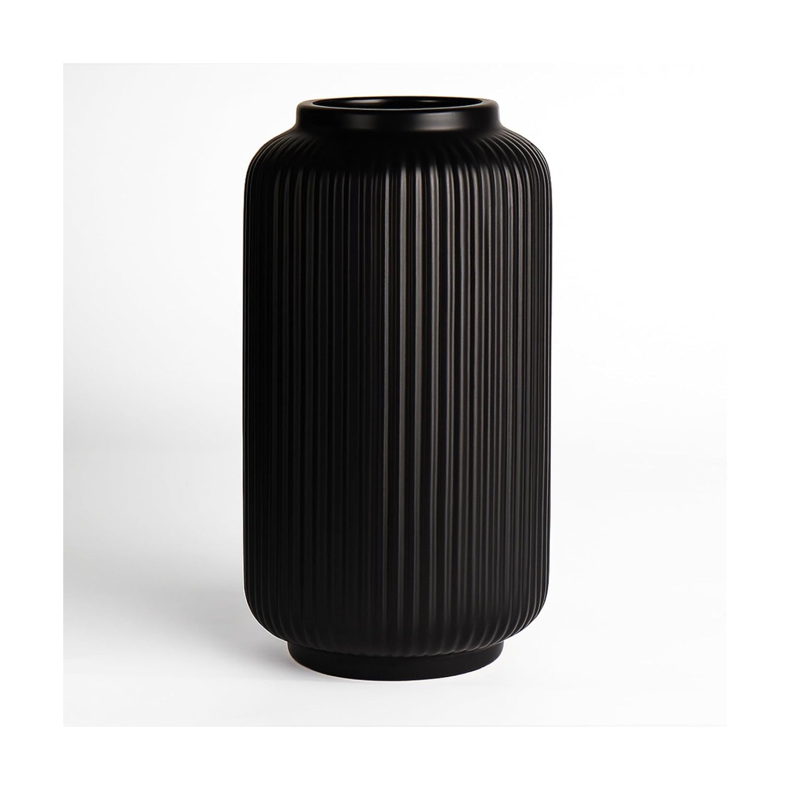 Ceramic Vase / Modern Wide Mouth Decorative Vase / Black02 / Black / 8 Inch