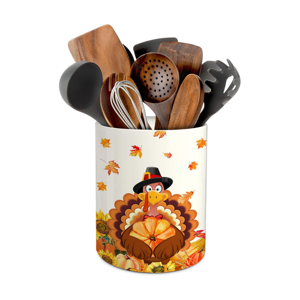 pinata Thanksgiving Kitchen Decor, Thanksgiving Ceramic Utensil Holder
