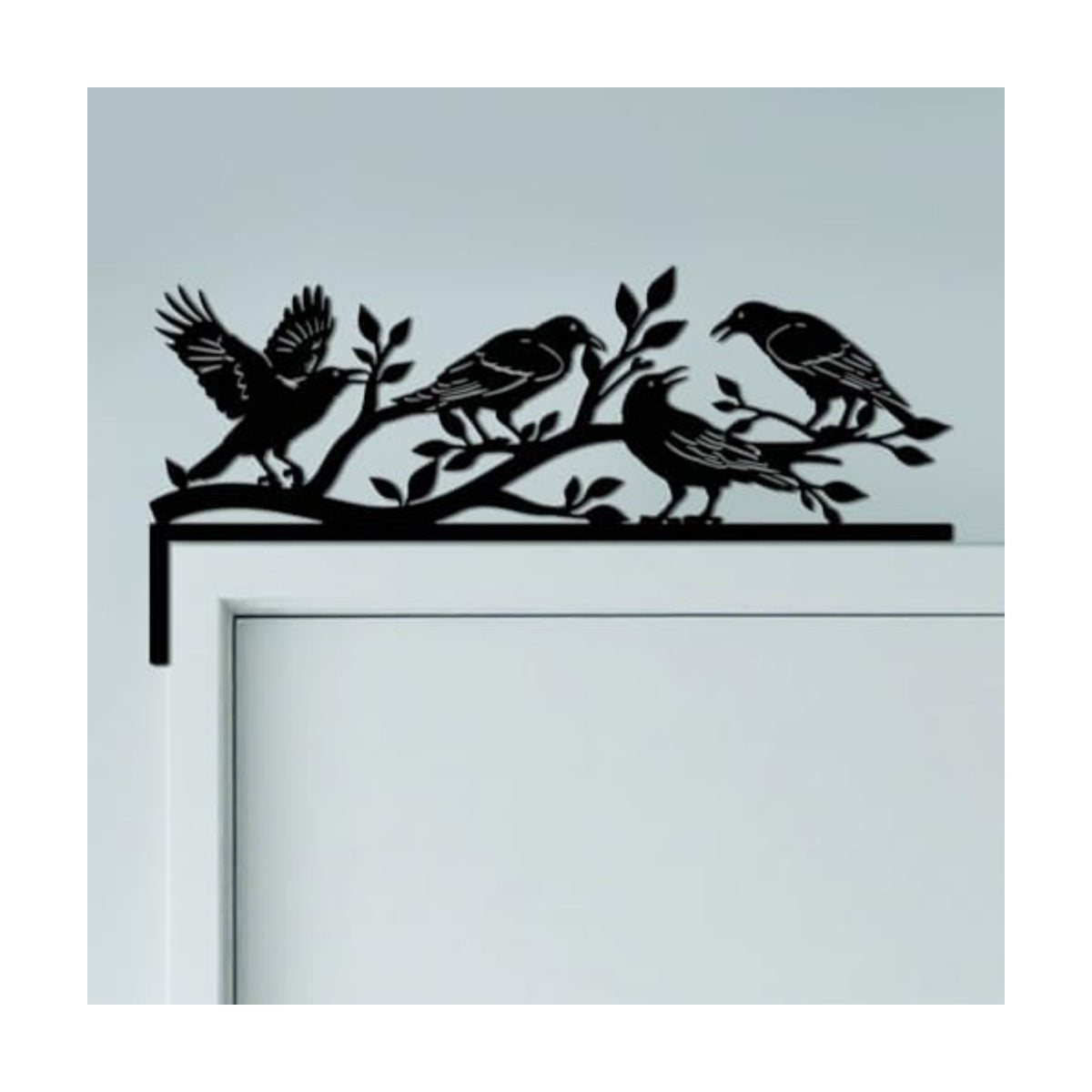 CUTHOLLOW Crow and Branch Door Topper Sign Metal Wall Art Decor