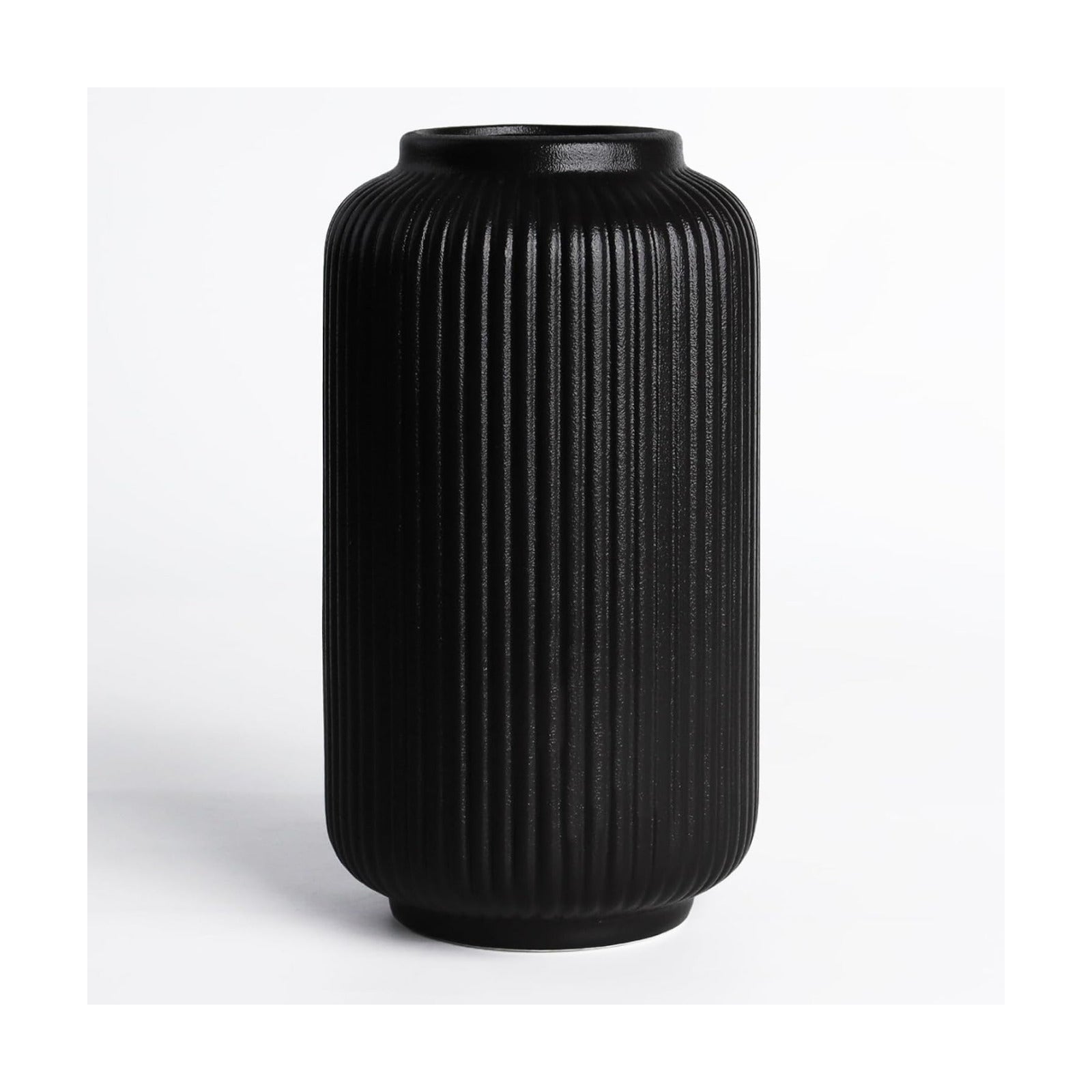 Ceramic Vase / Modern Flower Vase for Bouquet and Pampas Grass / Matte Black02 / Black / 8 Inch