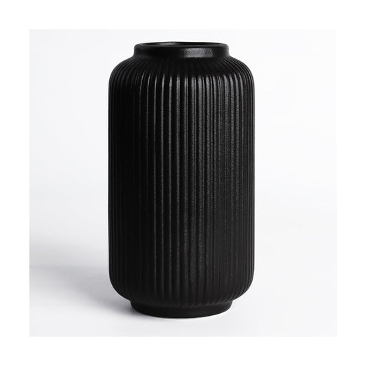 Ceramic Vase / Modern Flower Vase for Bouquet and Pampas Grass / Matte Black02 / Black / 8 Inch