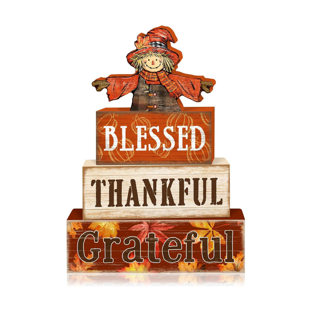 Britimes Fall Scarecrow Tiered Tray Decor Set, 4 Pack, Wooden Table Sign