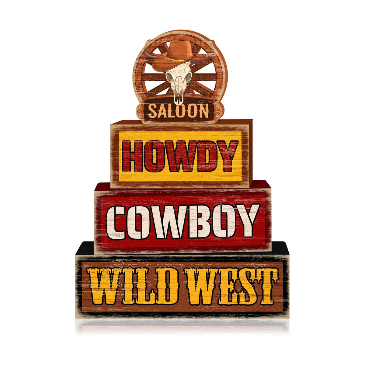 Britimes Cowboy Tiered Tray Decor Set, 4 Pack, Wooden Table Sign, Western
